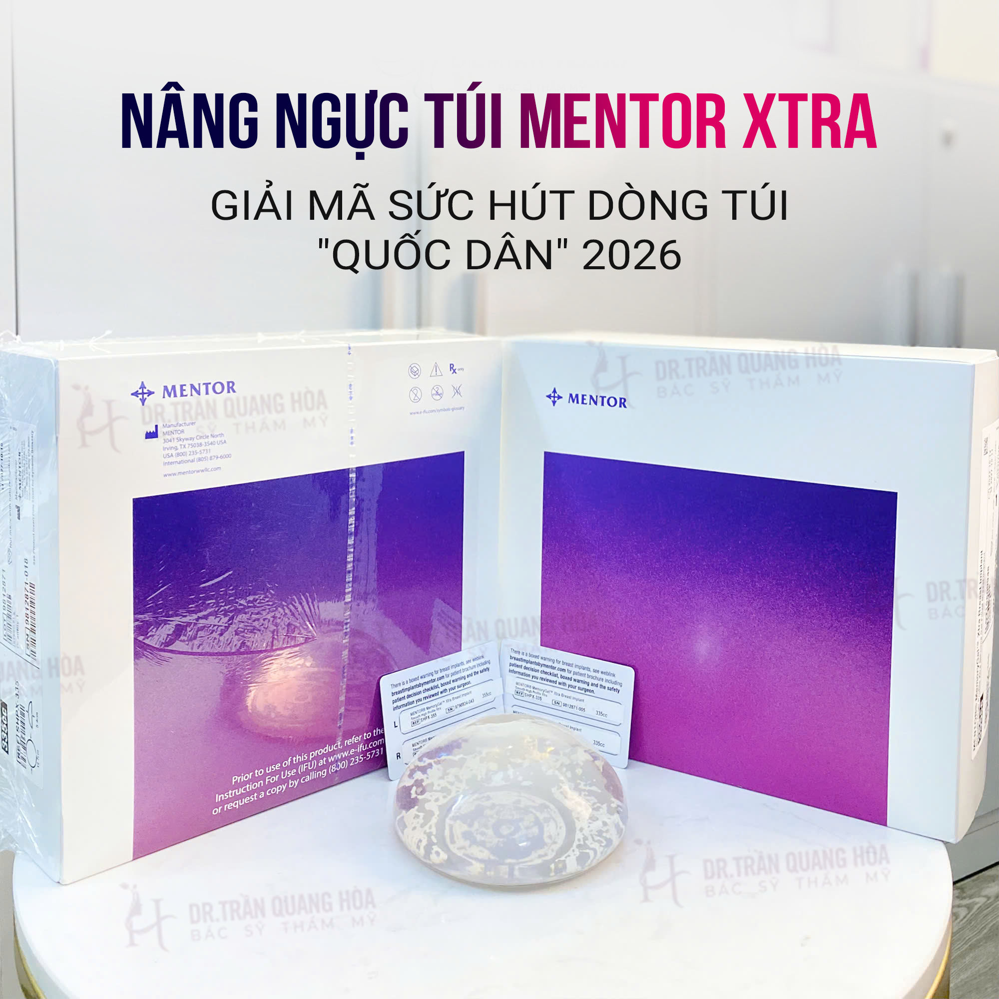 Cận cảnh túi ngực Mentor Xtra chính hãng với gel đầy đặn, vỏ mỏng tinh tế